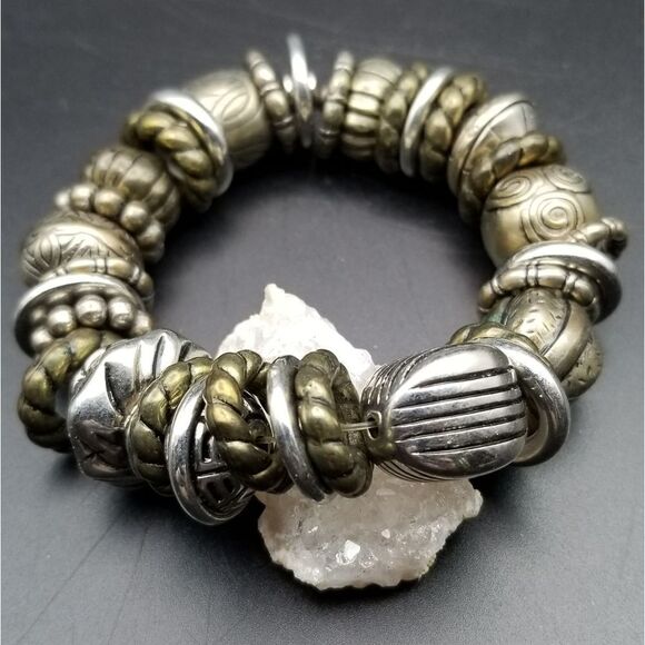 Silver and bronze castle aura bracelet. B334 - Picture 1 of 2